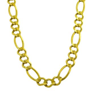 14k Yellow Gold Mens Solid 20 inch Figaro Link Necklace
