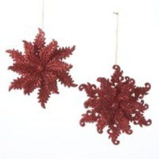 75 Acrylic Red Glitter Snowflake Ornament (144 Pack) [Office Product