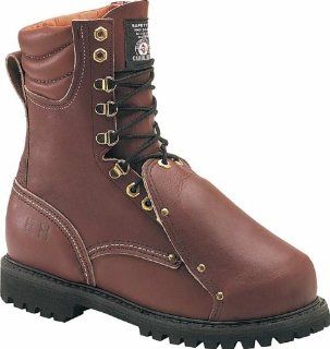 8in. Steel Toe   Broad Toe, Metatarsal Guard Brown Size 6.5 D Shoes