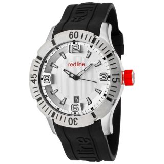 Red Line Mens Traction Silver Dial Black Silicon Watch