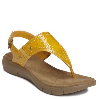A2 by Aerosoles Womens Wip It Up Yellow Faux Leather Sandals