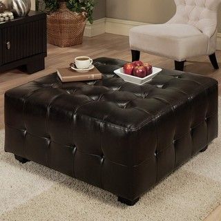 Abbyson Living Bentley Bonded Leather Square Cocktail Ottoman