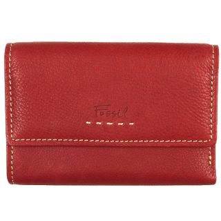 Fossil Womens Popstitch Red Leather Tri fold Wallet