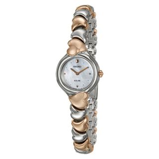Seiko Womens Solar Rose Goldtone Stainless Steel Watch