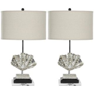 Indoor 1 light Silver Sea Shell Table Lamps (Set of 2)