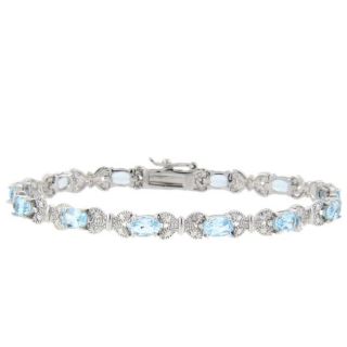 Sterling Silver Blue Topaz and Diamond Accent Butterfly Bracelet