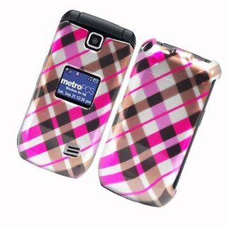 Glossy 2D Image Case Check Pink Brown And Black 153 
