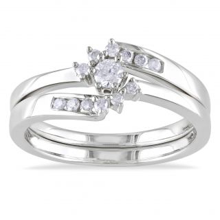 Miadora Sterling Silver 1/4ct TDW Diamond Bridal Ring Set MSRP $559