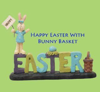 Blossom Bucket Happy Easter with Bunny and Basket Figurine