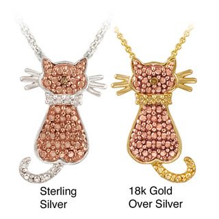 DB Designs Champagne Diamond Accent Cat Necklace