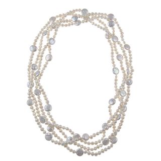 Cultured White Freshwater Pearl 100 inch Endless Necklace (5 11 mm