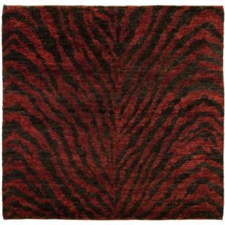 Hand knotted Vegetable Dye Tiger Red/ Black Rug (6 Square) Today $