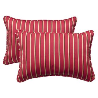 Pillow Perfect Outdoor Red/ Gold Striped Toss Pillows with Sunbrella