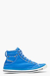 Diesel Bright Blue Twill Exposure I Sneakers for men