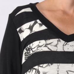 California Bloom Womens Floral Print Striped Lightweight Sweater