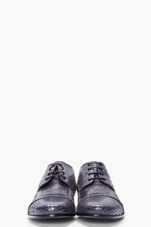 Lanvin Grey Batik Python Oxford Shoes for men