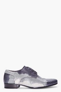 Lanvin Grey Batik Python Oxford Shoes for men