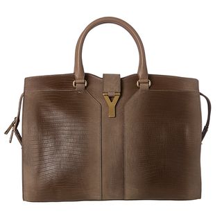 Yves Saint Laurent Cabas ChYc Large Taupe Embossed Leather Tote Bag