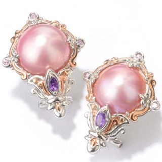 Michael Valitutti Two tone Pink Mabe Pearl, Amethyst and Pink Sapphire