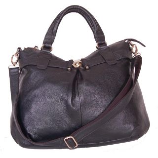 Candice Black Leather Tote Bag