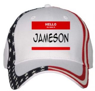 HELLO my name is JAMESON USA Flag Hat / Baseball Cap