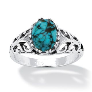 Angelina DAndrea Sterling Silver Simulated Turquoise Ring