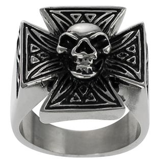 Daxx Stainless Steel Mens Pattee Cross Skull Ring