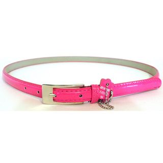 Womens Pink Patent Leather Skinny Belt