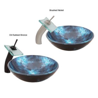 Geyser Storm Glass Vessel Bathroom Sink and Faucet