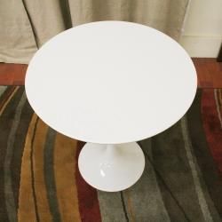 Immer White Wood and Steel Mid Century End Table