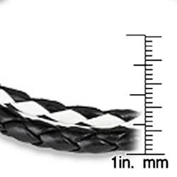 Black and White Braided Checkerboard Leather Bracelet