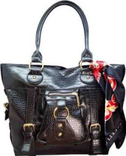 Vecceli Italy Crocodile Embossed Black Handbag Designed by