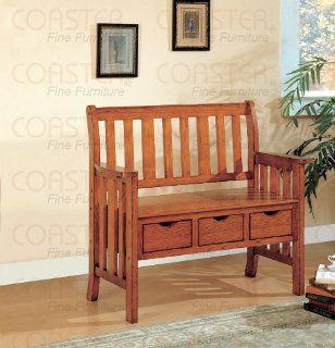 Cottage Style Brown Wooden Chair Bench w/Storage Drawer