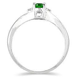 10k White Gold Emerald and Diamond Accent Ring