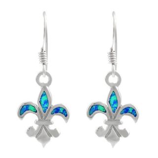 Tressa Sterling Silver Fleur de Lis Blue Opal Dangle Earrings
