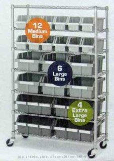 Commercial 7 Shelf 22 Bin Storage Rack System Home