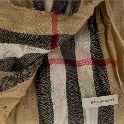 Burberry Giant Check Merino Wool  and Cashmere blend Crinkled Scarf