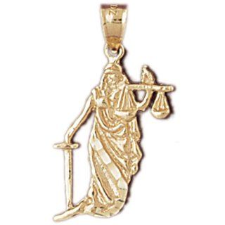 14K Yellow Gold Lady Of Justice Pendant Jewelry