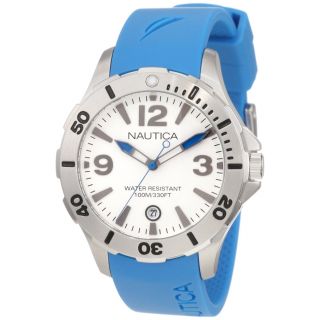 Nautica Mens White Dial Blue Resin Strap Quartz Watch Today $89.99