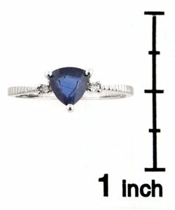 14k White Gold Diamond Blue Sapphire Ring