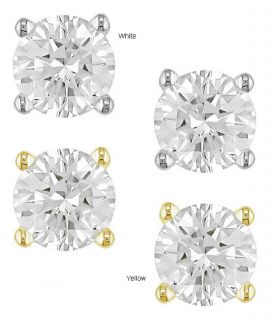 14k Gold 1ct TDW GIA Certified Round Diamond Stud Earrings (F, VS2
