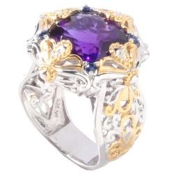 Michael Valitutti Two tone Amethyst and Blue Sapphire Ring
