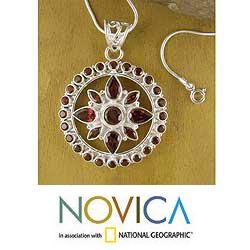 Sterling Silver Fire Star Garnet Necklace (India)