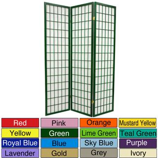 Wood and Rice Paper 6 foot 3 panel Windowpane Room Divider (China