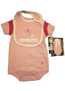 Dallas Cowboys Pink Baby Girl Basic Logo Onesie with Bib