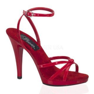 inch Stiletto Heel Strappy Ankle Wrap Platform Sandal Red Patent