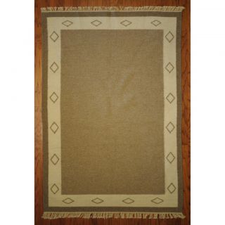 Indo Flatweave Kilim Ivory/ Beige Wool Rug (47 x 67)