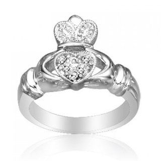 Bling Jewelry Sterling Silver Irish Celtic Pave CZ Friendship Claddagh