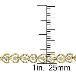 10k Gold 1/10ct TDW Diamond Heart Link Bracelet (K L, I3)