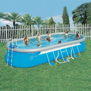 Set composé dune piscine ovale FRAME, dimensions 732 x 366 x 122 cm